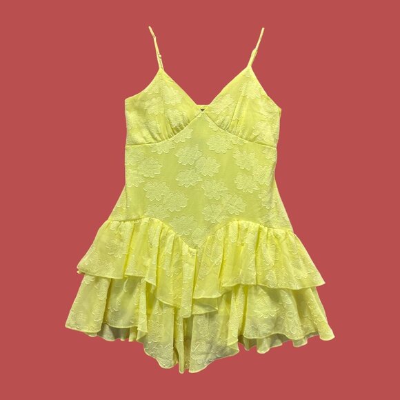 Wild Fable - Women's Triangle Cup V-Neck Tie Red Mini Skater Dress - Yellow - S - Picture 3 of 16